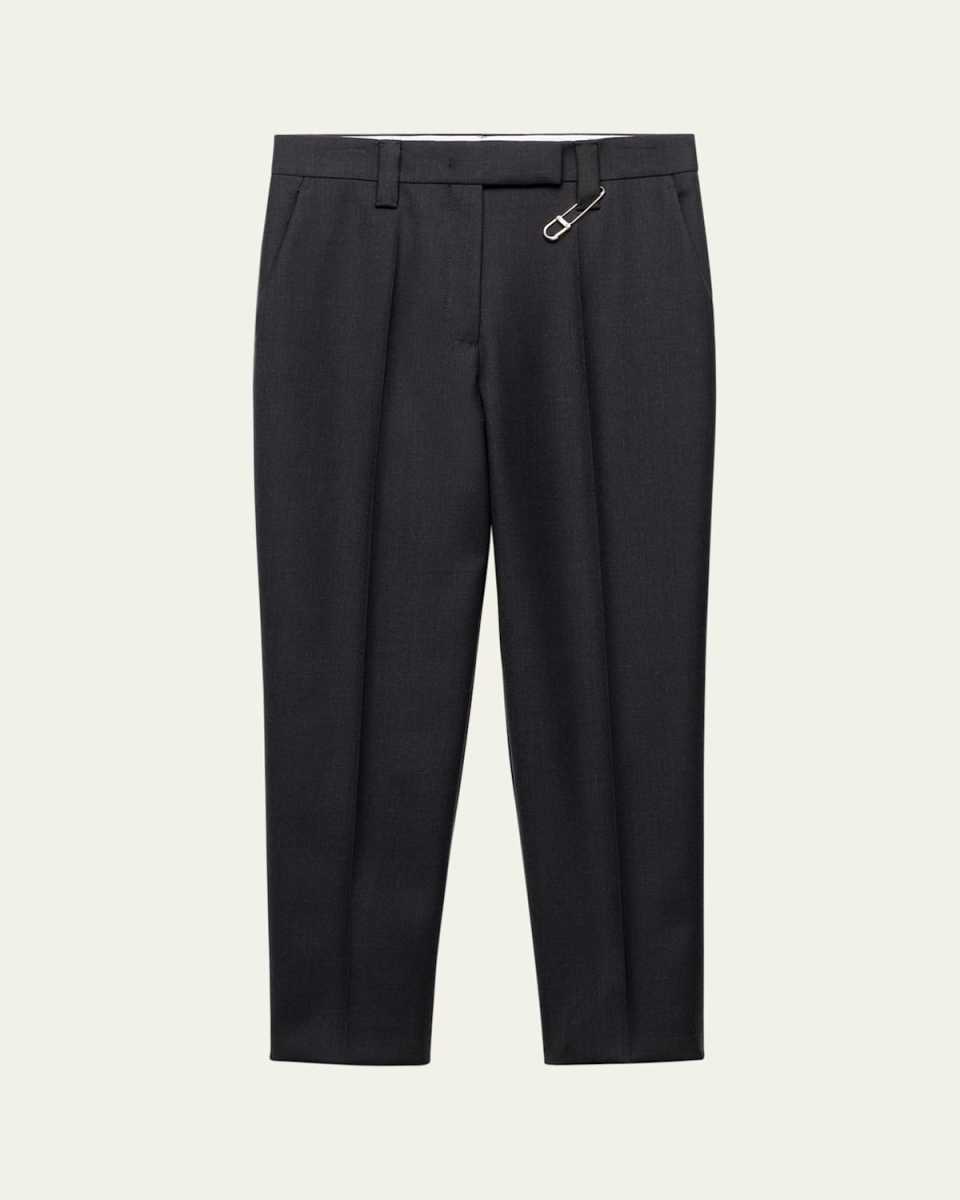 Wool Gabardine Cropped Pants